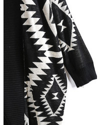 Geometric Knit Black Cardigan