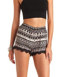 Charlotte Russe Crochet Trimmed Tribal Printed Shorts