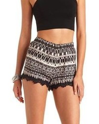 Charlotte Russe Crochet Trimmed Tribal Printed Shorts