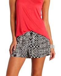 Charlotte Russe Pleated Tribal Print High Waisted Shorts