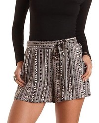 Charlotte Russe Sash Belted Tribal Print High Waisted Shorts