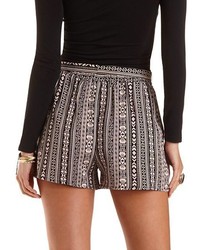 Charlotte Russe Sash Belted Tribal Print High Waisted Shorts