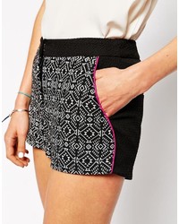 See U Soon Geo Tribal Shorts With Neon Piping