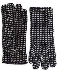 Black and White Geometric Wool Gloves