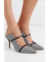 Malone Souliers Maureen 70 Med Gingham Canvas Mules