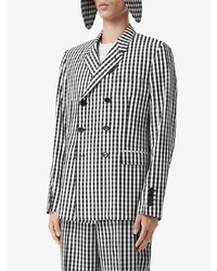 Burberry Gingham Check Double Breasted Blazer