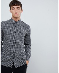 Fred Perry Classic Gingham Shirt In Black