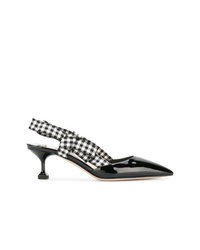 Black and White Gingham Leather Pumps