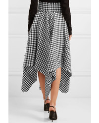 Dolce & Gabbana Asymmetric Houndstooth Wool Blend Midi Skirt