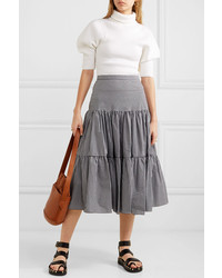 Michael Kors Collection Tiered Gingham Cotton Poplin Maxi Skirt