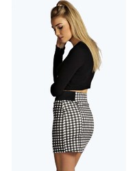 Boohoo Leanne Gingham Contrast Elastic A Line Skirt