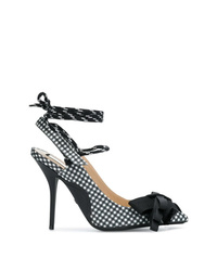 Black and White Gingham Satin Pumps