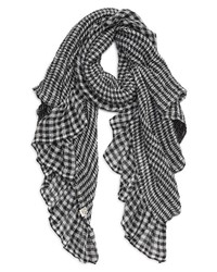 Ted Baker London Penny Gingham Frill Scarf In Black At Nordstrom
