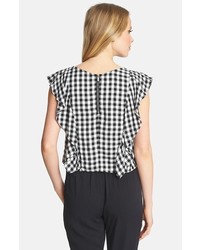 1 STATE 1state Ruffle Gingham Blouse