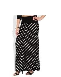 Deb Maxi Skirt With Mitered Stripes Black