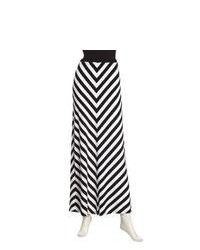 Neiman Marcus Striped Jersey Maxi Skirt Blackwhite