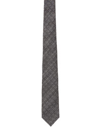 Black and White Herringbone Silk Tie