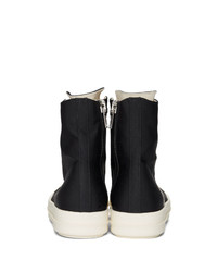 Rick Owens DRKSHDW Black And Off White Twill High Top Sneakers