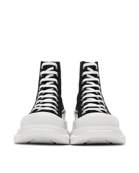 Alexander McQueen Black And White Canvas Lace Up Boots