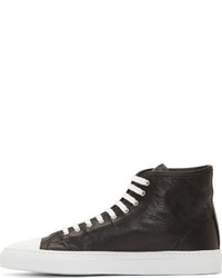 Common Projects Black Leather Tournat High Tops
