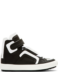 Pierre Hardy Black Leather White Flag High Top Sneakers