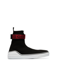 Givenchy Black Red And White 4g Webbing Knitted Sneakers