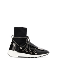 Sergio Rossi Silver Hardware Embellished Sneakers