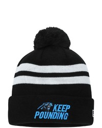 New Era Black Carolina Panthers Keep Pounding Cuffed Knit Hat With Pom At Nordstrom