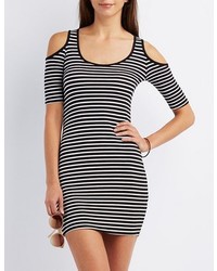 Charlotte Russe Cold Shoulder Ribbed Bodycon Dress