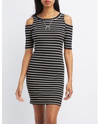 Charlotte Russe Ribbed Cold Shoulder Bodycon Dress
