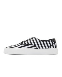 Saint Laurent Black And White Striped Venice Sneakers