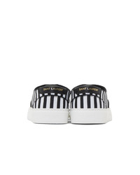 Saint Laurent Black And White Striped Venice Sneakers