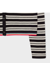 Paul Smith Black And White Striped Cotton Cardigan