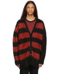 Undercoverism Red Black Mohair Striped Cardigan