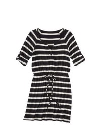 Second Skin, LLC Merona Knit Striped Henley Dress Blackwhite L