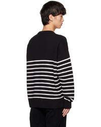 AMI Alexandre Mattiussi Black Ami De Cur Striped Sweater