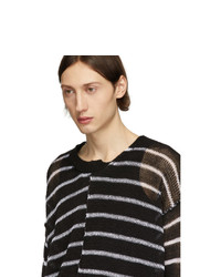 Isabel Benenato Black And White Half Collar Oversized Sweater