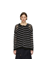 Isabel Benenato Black And White Half Collar Oversized Sweater
