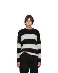 Isabel Benenato Black And White Open Stripe Sweater