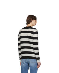 Eidos Black And White Striped Mohair Sweater