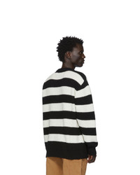 Vyner Articles Black And White Wool Stripy Sweater
