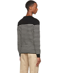 Saint Laurent Black Off White Stripe Sweater
