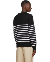 AMI Alexandre Mattiussi Black Striped Ami De Cur Sweater