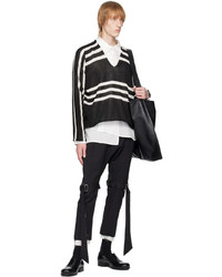 Sulvam Black Striped Sweater