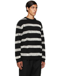 Juun.J Black White Striped Sweater