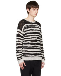 Isabel Benenato Black White Striped Sweater
