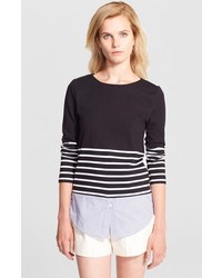 Band Of Outsiders Breton Stripe Top With Shirttail Hem