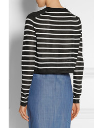Tibi Cropped Striped Knitted Sweater