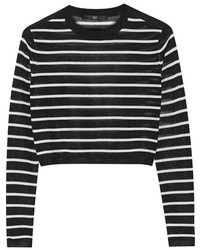 Tibi Cropped Striped Knitted Sweater