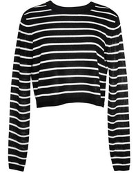 Tibi Cropped Striped Sweater